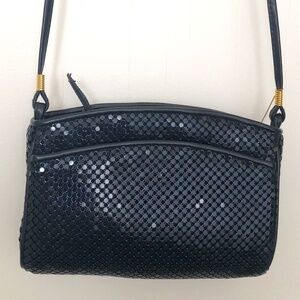 La Regale Navy Mesh 51" Shoulder Strap Purse